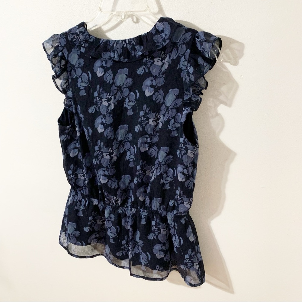Banana Republic Factory Flutter Sleeve Peplum Blouse Floral Print Ruffled V-neck - Picture 9 of 11